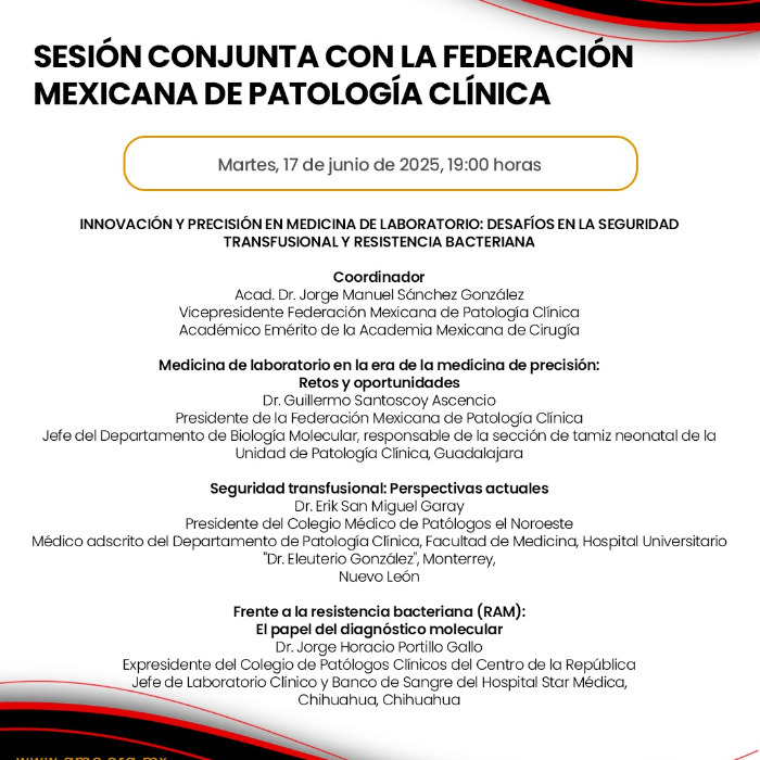 Sesión Conjunta con la Federación Mexicana de Patología Clínica
