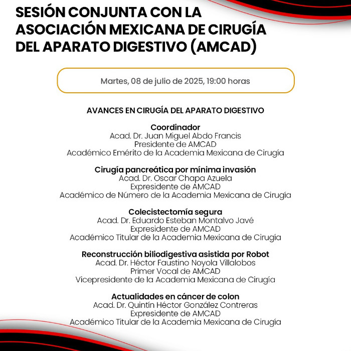 Sesión Conjunta con la Asociación Mexicana de Cirugía del Aparato Digestivo