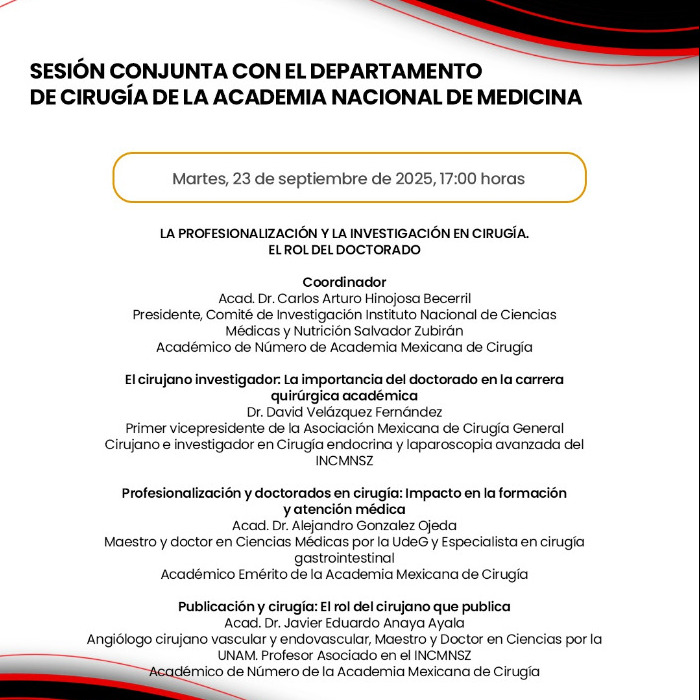 Sesión Conjunta con el Departamento de Cirugía de la Academia Nacional de Medicina