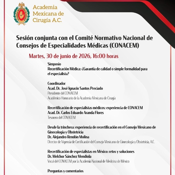 Sesión conjunta con el Comité Normativo Nacional de Consejos de Especialidades Médicas (CONACEM)